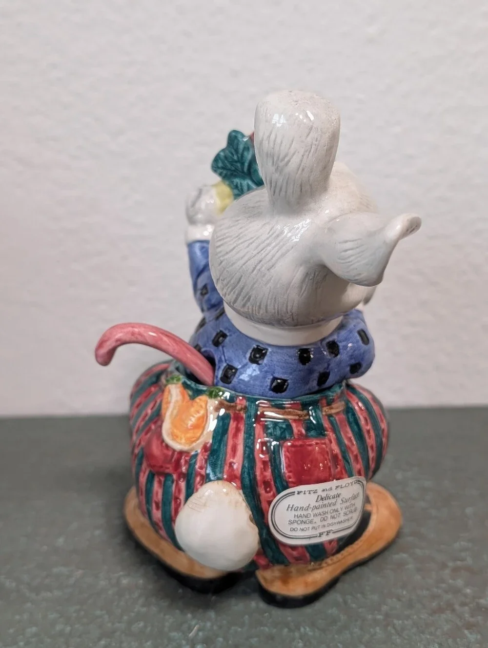 Vtg 1995 Fitz and Floyd Bunny Rabbit Cotton Tailors Sugar Creamer Set with Spoon